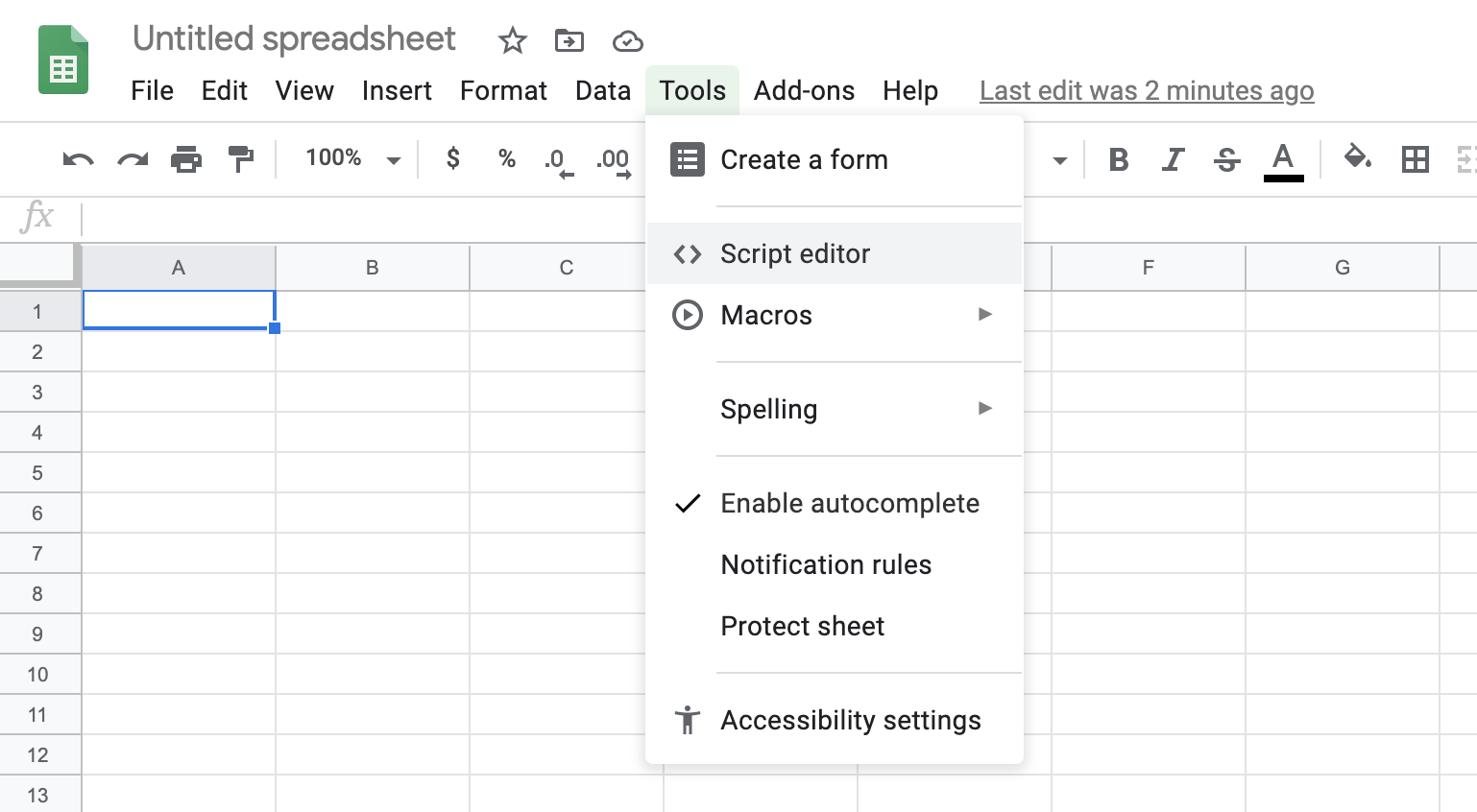 Google Sheets Script Editor